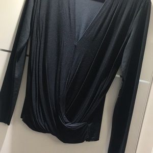 Zara black v neck draped top